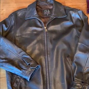 Brown leather bombers jacket